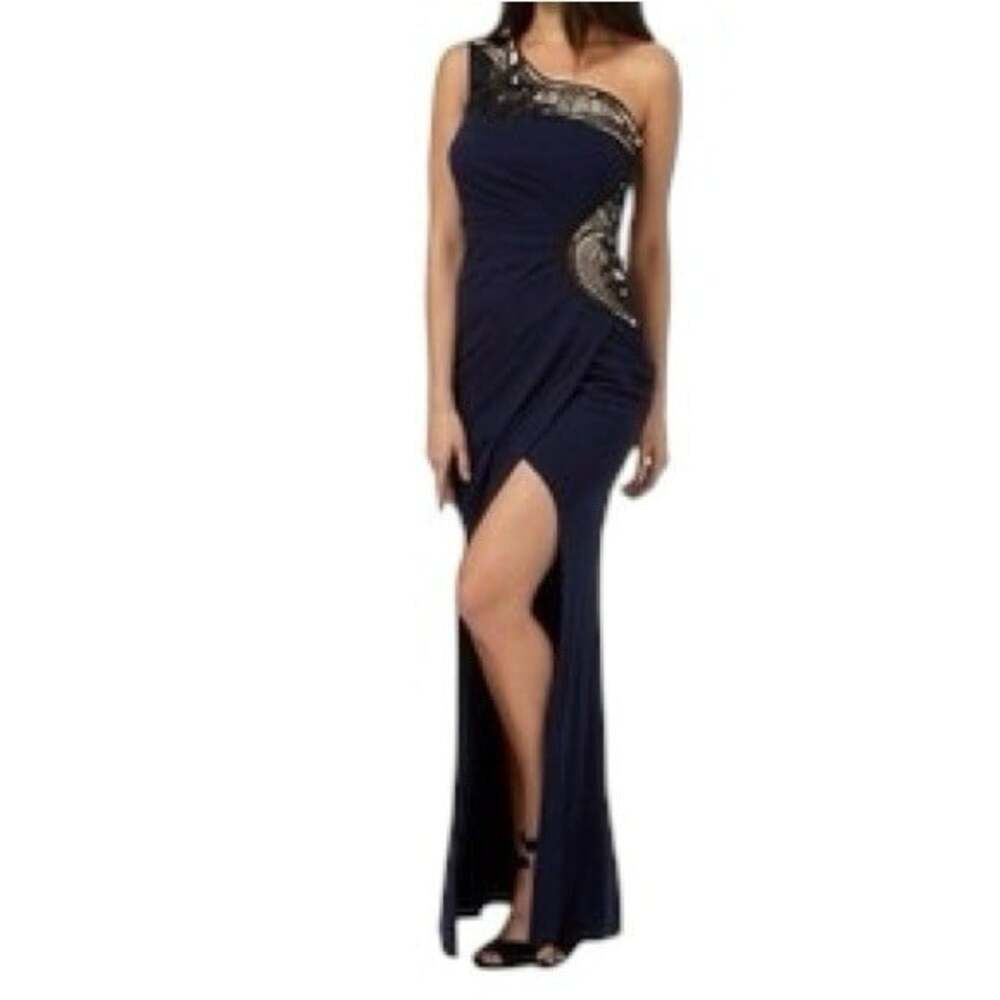 Lipsy Michelle Keegan Navy One Shoulder Maxi Dress Women’s 6 UK10 Lace Formal